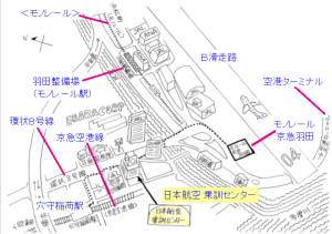 かつての「日本航空・乗員訓練センター」案内地図